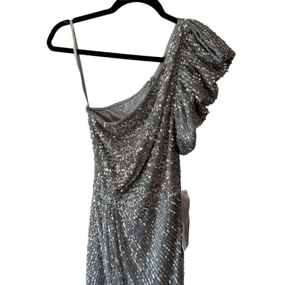 Revolve MAC DUGGAL Embellished One Shoulder Puff Sleeve Sequin Maxi Dress - Picture 6 of 10